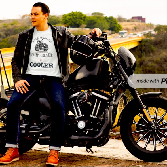 Biker Uncle (GRUNCLE) Great Uncle Custom made motorcycle Tshirt - Picture 1 of 7